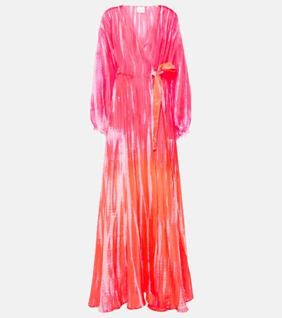 Anna Kosturova Printed Silk Wrap Dress In Multicolor