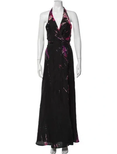 Pre-owned Anna Kosturova Silk Long Dress In Black