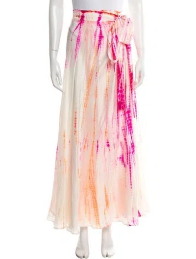 Pre-owned Anna Kosturova Silk Long Skirt In Pink