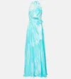 Anna Kosturova Silk Maxi Dress In Blue