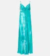 Anna Kosturova Silk Maxi Dress In Green