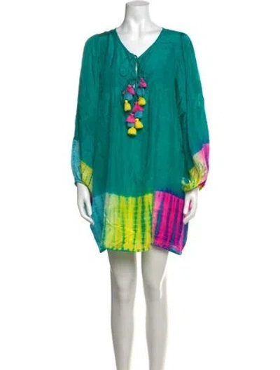 Pre-owned Anna Kosturova Silk Mini Dress In Green