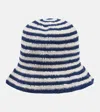 Anna Kosturova Striped Crochet Bucket Hat In Nvy Crm Stripe