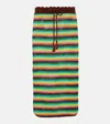 Anna Kosturova Striped Crochet Cotton Midi Skirt In Multicoloured