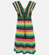 Anna Kosturova Striped Crochet Cotton Minidress In Multicoloured