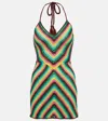 Anna Kosturova Striped Crochet Cotton Minidress In Multicoloured