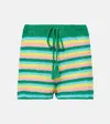 Anna Kosturova Striped Crochet Cotton Shorts