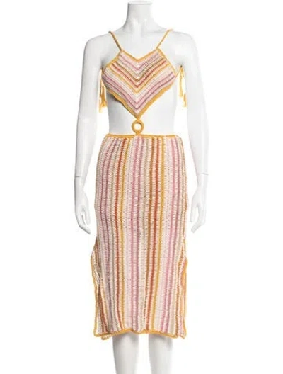 Pre-owned Anna Kosturova Striped Midi Length Dress In Multicolor