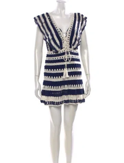 Pre-owned Anna Kosturova Striped Mini Dress In Blue