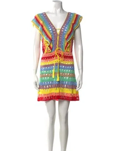 Pre-owned Anna Kosturova Striped Mini Dress In Orange