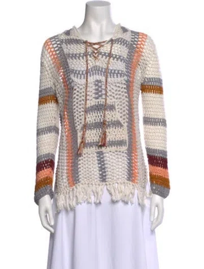 Pre-owned Anna Kosturova Striped Scoop Neck Sweater In Blue