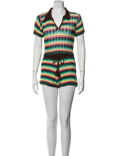 Pre-owned Anna Kosturova Striped Short Set In Multicolor