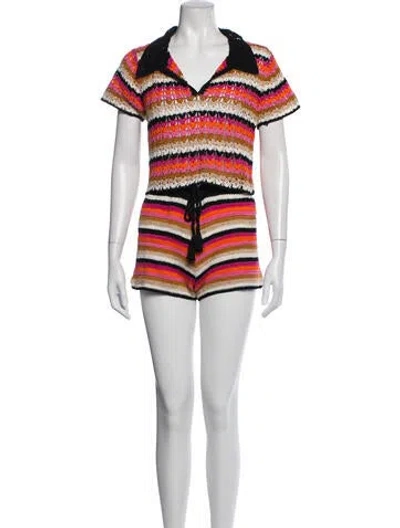 Pre-owned Anna Kosturova Striped Short Set W/ Tags In White