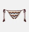 Anna Kosturova Summer Chevron Crochet Cotton Bikini Bottoms In Brown