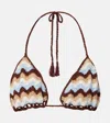 Anna Kosturova Summer Chevron Crochet Cotton Bikini Top In Brown