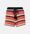 Anna Kosturova Summer Cotton Crochet Shorts In Multi Stripes