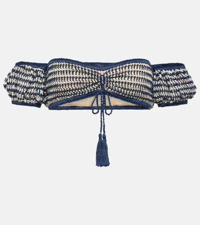 Anna Kosturova Sunset Leah Crochet Cotton Top In Blue
