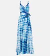 Anna Kosturova Tie-dye Silk Wrap Dress In Blue