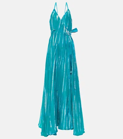 Anna Kosturova Tie-dye Silk Wrap Dress In Grün
