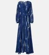 Anna Kosturova Tie-dye Silk Wrap Maxi Dress In Blue