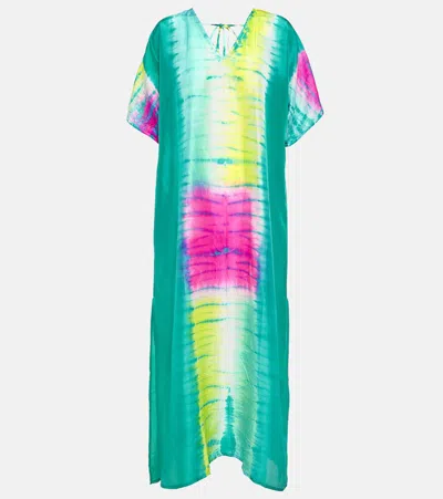 Anna Kosturova Tie-dyed Silk Kaftan In Multicoloured