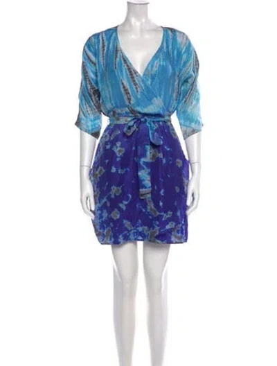 Pre-owned Anna Kosturova Tie-dye Print Mini Dress In Blue