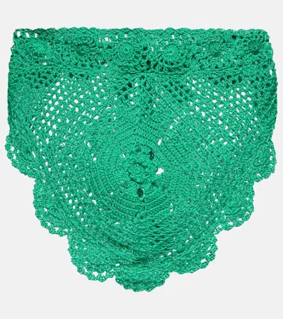 Anna Kosturova Triangular Crochet Top In Bright Green