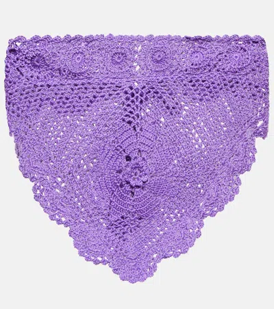 Anna Kosturova Triangular Crochet Top In Purple