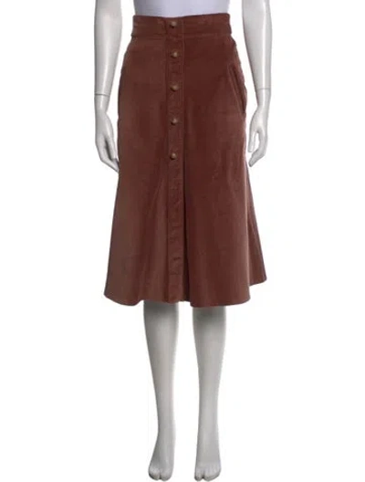 Pre-owned Anna Mason Corduroy Midi Length Skirt In Brown