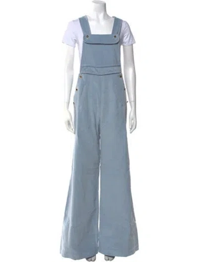 Pre-owned Anna Mason Corduroy Square Neckline Jumpsuit In Blue