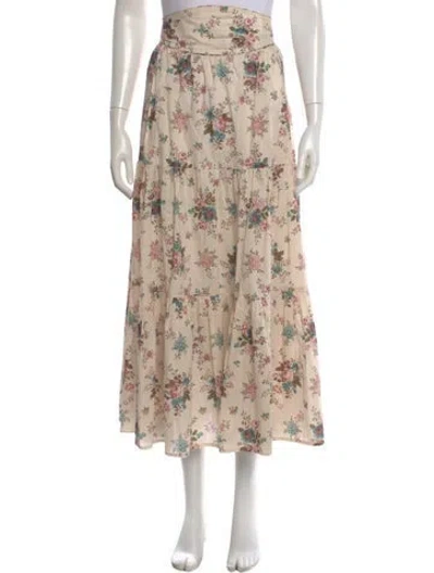 Pre-owned Anna Mason Floral Print Long Skirt In Pink