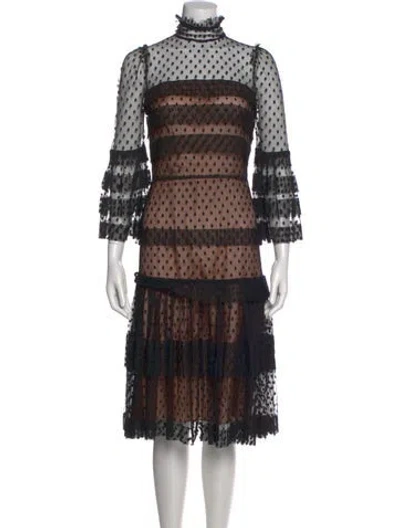 Pre-owned Anna Mason Lace Pattern Knee-length Dress W/ Tags In Black