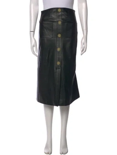 Pre-owned Anna Mason Leather Midi Length Skirt In Black
