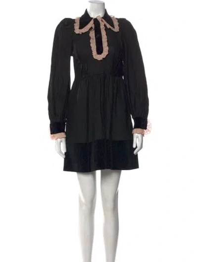 Pre-owned Anna Mason Linen Mini Dress In Black