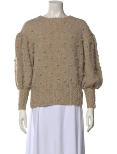 Pre-owned Anna Mason Merino Wool Scoop Neck Sweater In Neutral