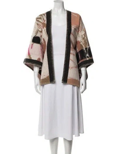 Pre-owned Anna Mason Printed Open Front Sweater In Multi