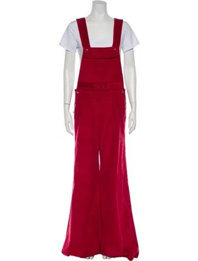 Pre-owned Anna Mason Square Neckline Jumpsuit In Red