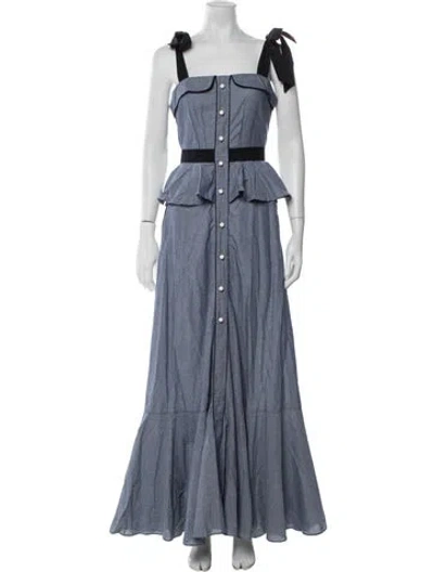 Pre-owned Anna Mason Square Neckline Long Dress In Blue