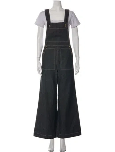 Pre-owned Anna Mason Square Neckline Overalls In Black