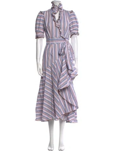 Pre-owned Anna Mason Striped Long Dress In Multi