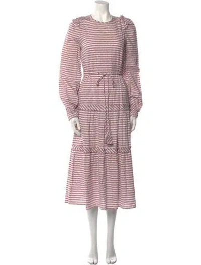 Pre-owned Anna Mason Striped Long Dress In Pink