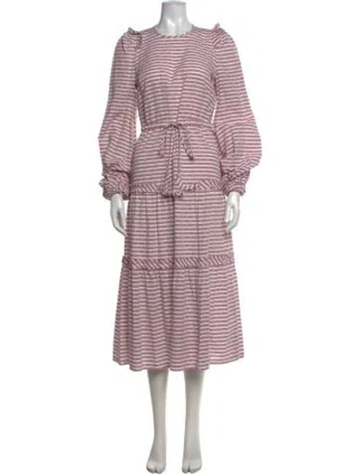 Pre-owned Anna Mason Striped Midi Length Dress In Pink
