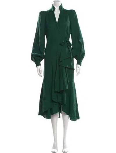 Pre-owned Anna Mason Wool Midi Length Dress In Green
