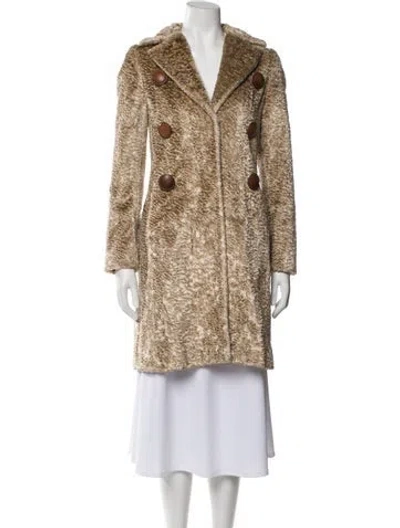 Pre-owned Anna Molinari Animal Print Faux Fur Coat In Neutral