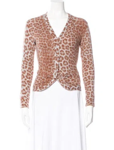 Pre-owned Anna Molinari Animal Print V-neck Sweater In Brown