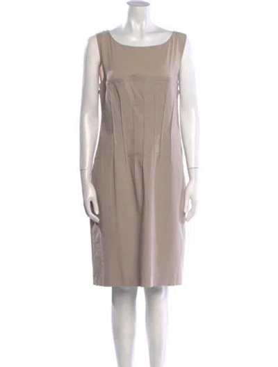 Pre-owned Anna Molinari Bateau Neckline Knee-length Dress In Neutral