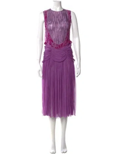 Pre-owned Anna Molinari Crew Neck Long Dress In Purple