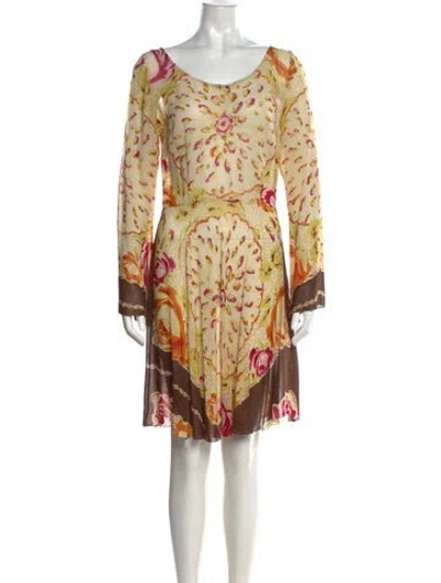 Pre-owned Anna Molinari Floral Print Mini Dress In Yellow