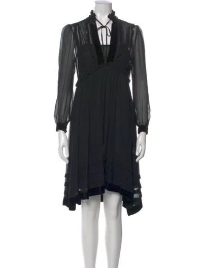 Pre-owned Anna Molinari Mock Neck Knee-length Dress In Black