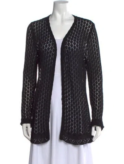 Pre-owned Anna Molinari Patterned V-neck Sweater In Black